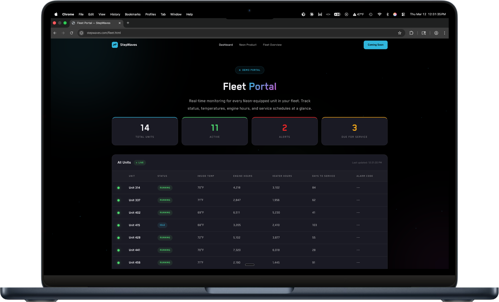 Fleet Portal on laptop